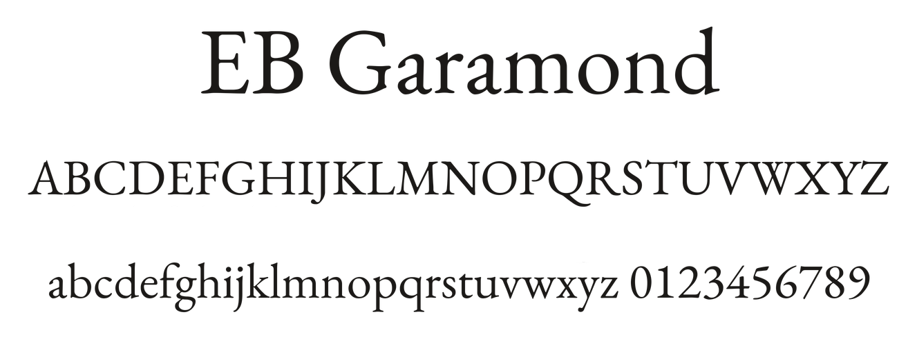 EB Garamond type specimen