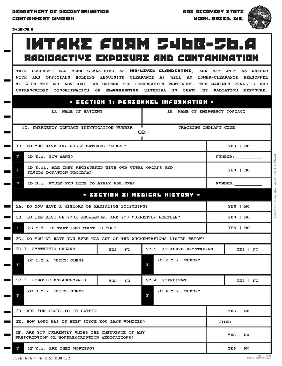 Department of Decontamination form design