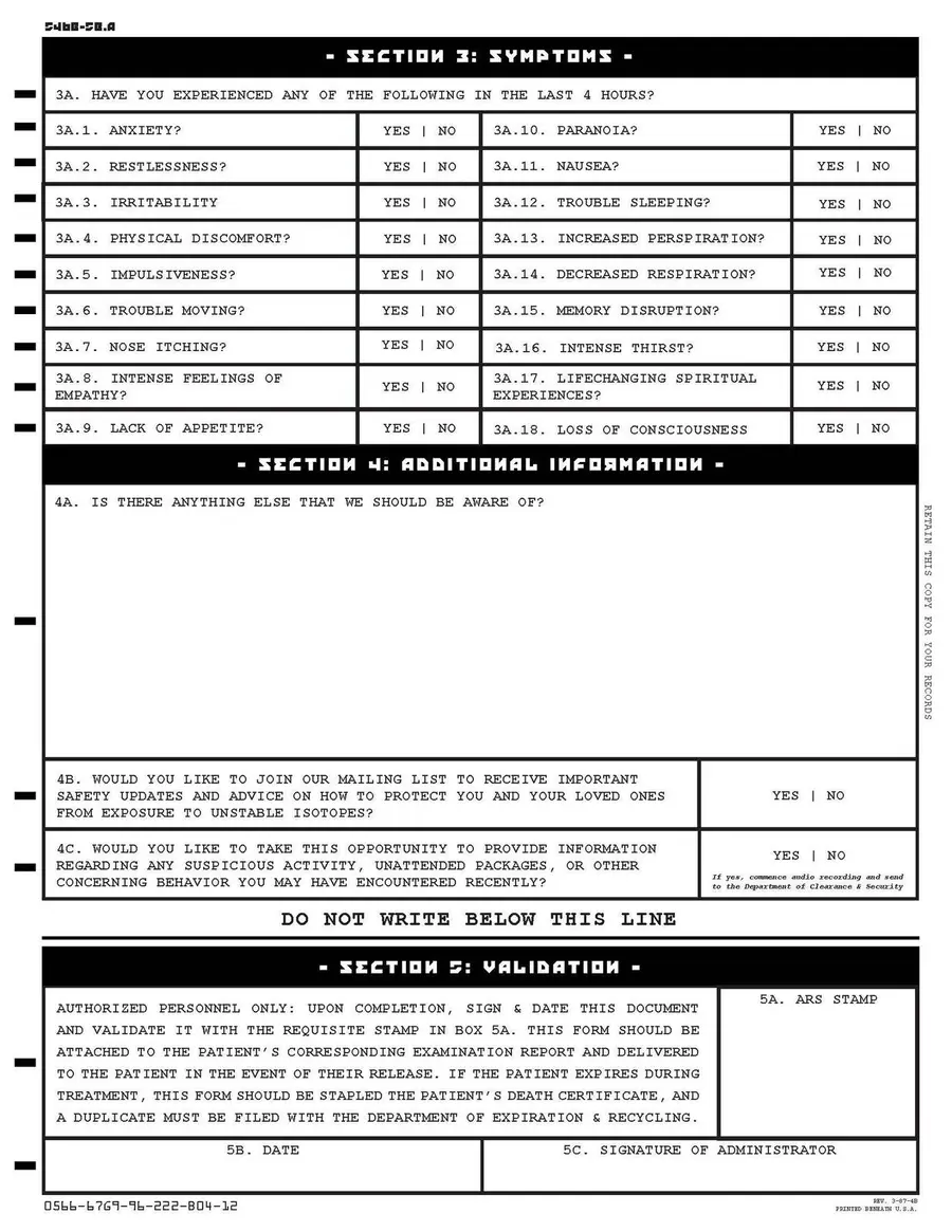 Department of Decontamination form design