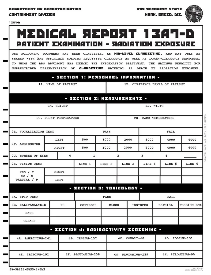 Department of Decontamination form design