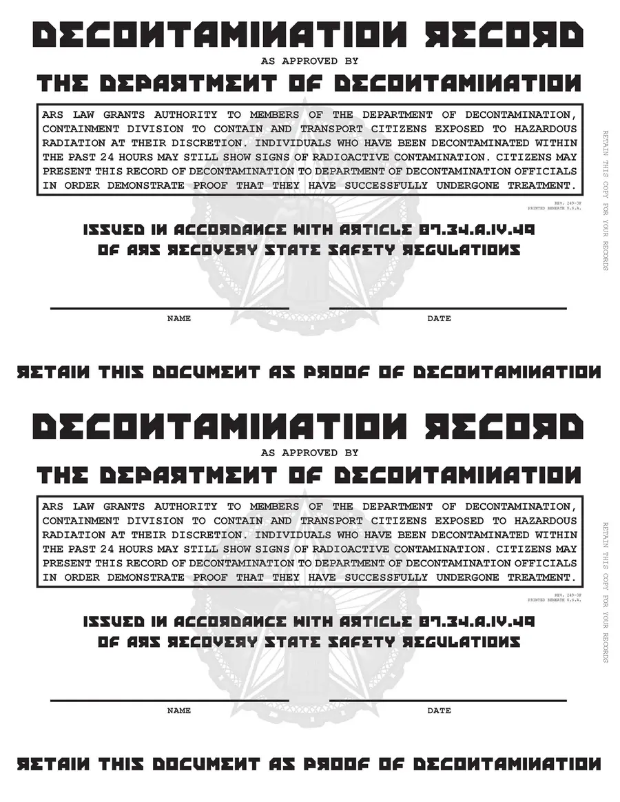 Department of Decontamination form design