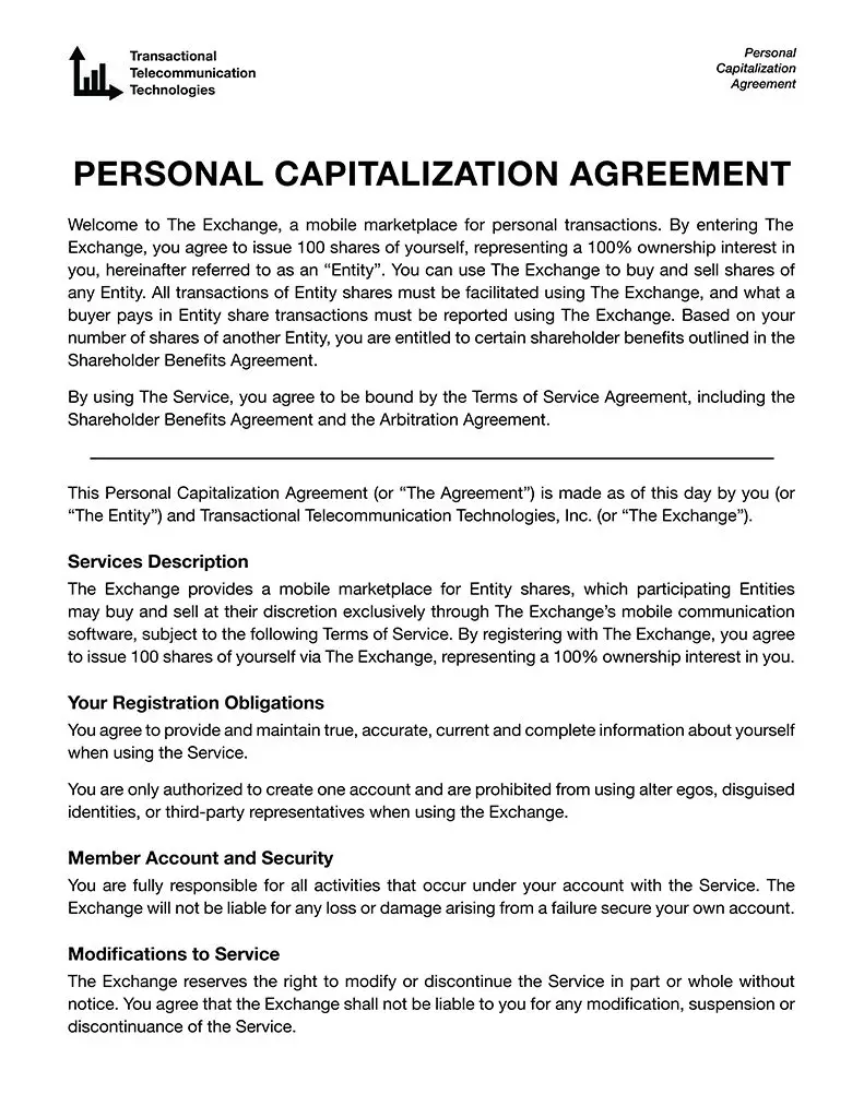 The Exchange contract page 1