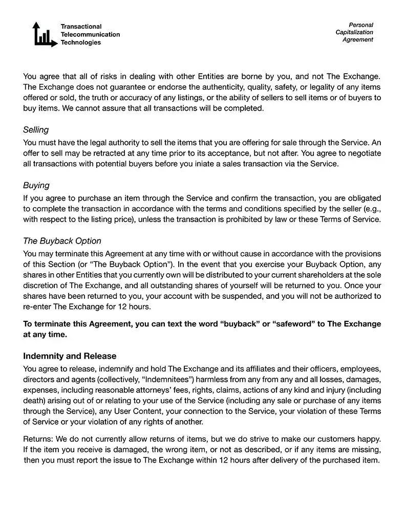 The Exchange contract page 3