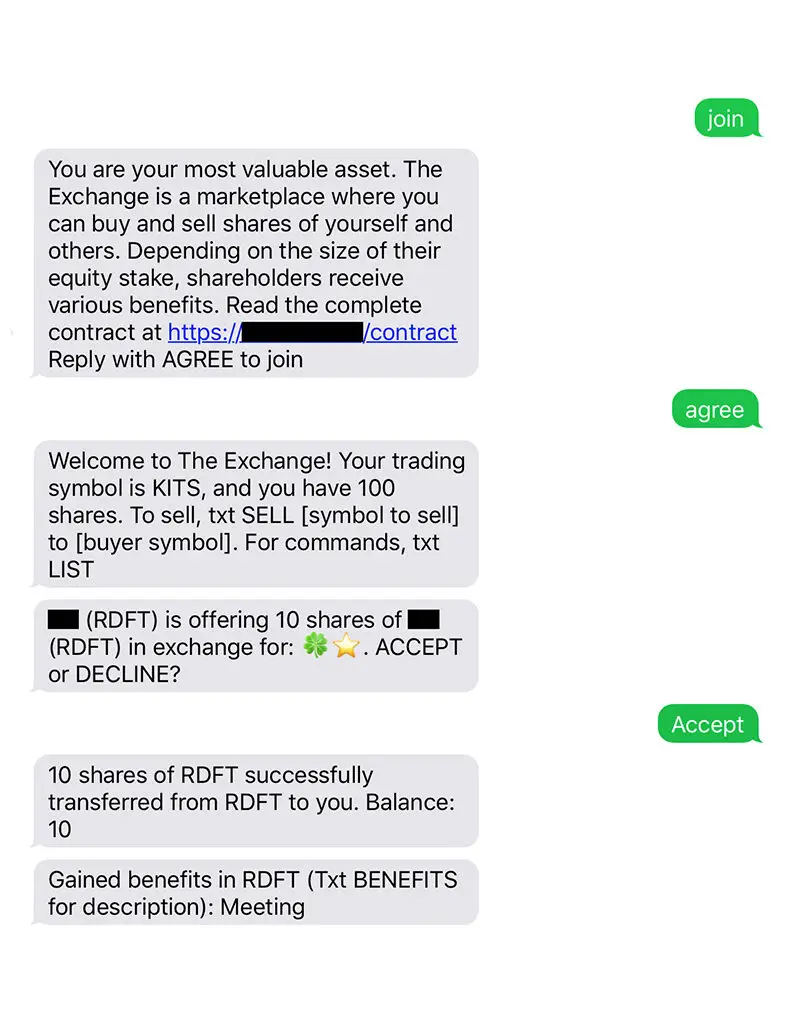 The Exchange SMS app conversation 8