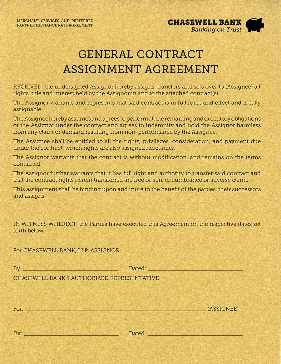 Chasewell Bank agreement design