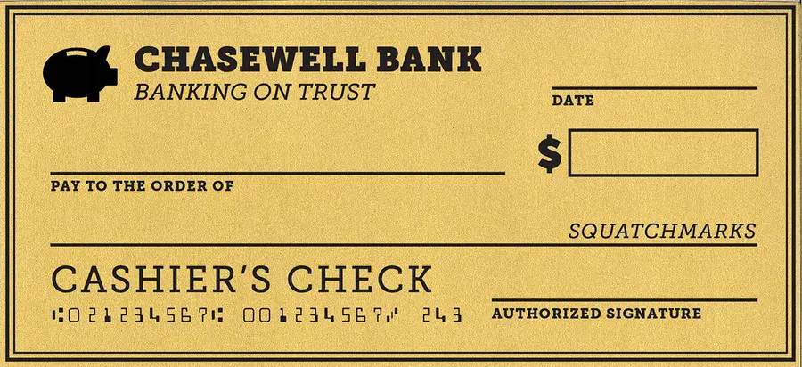 Chasewell Bank check, front