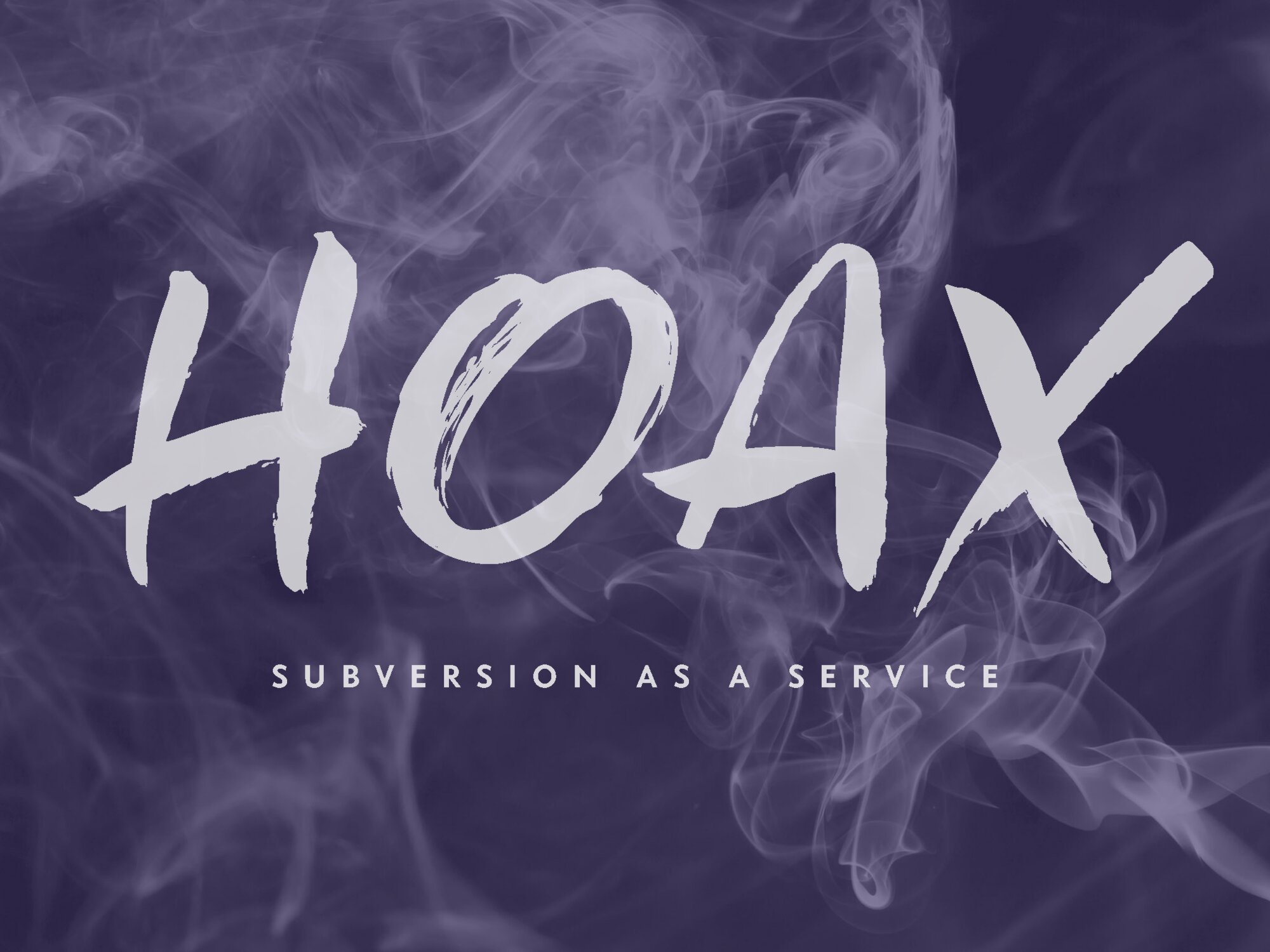 Hoax logotype over purple smoke